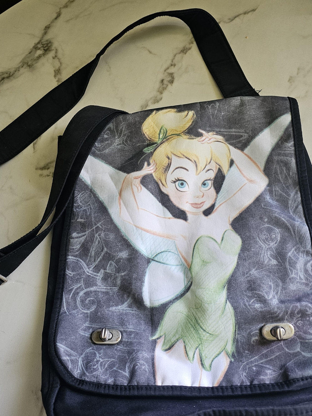 Disney Tinker Bell Crossbody Bag in Black and Light Green